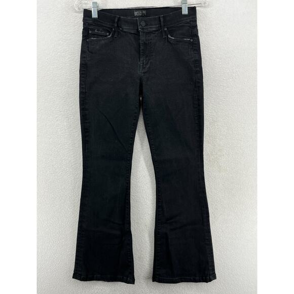 MOTHER Jeans 27 The Cruiser Flare Bootcut Stretch Cotton Denim Washed Black USA - Picture 1 of 16